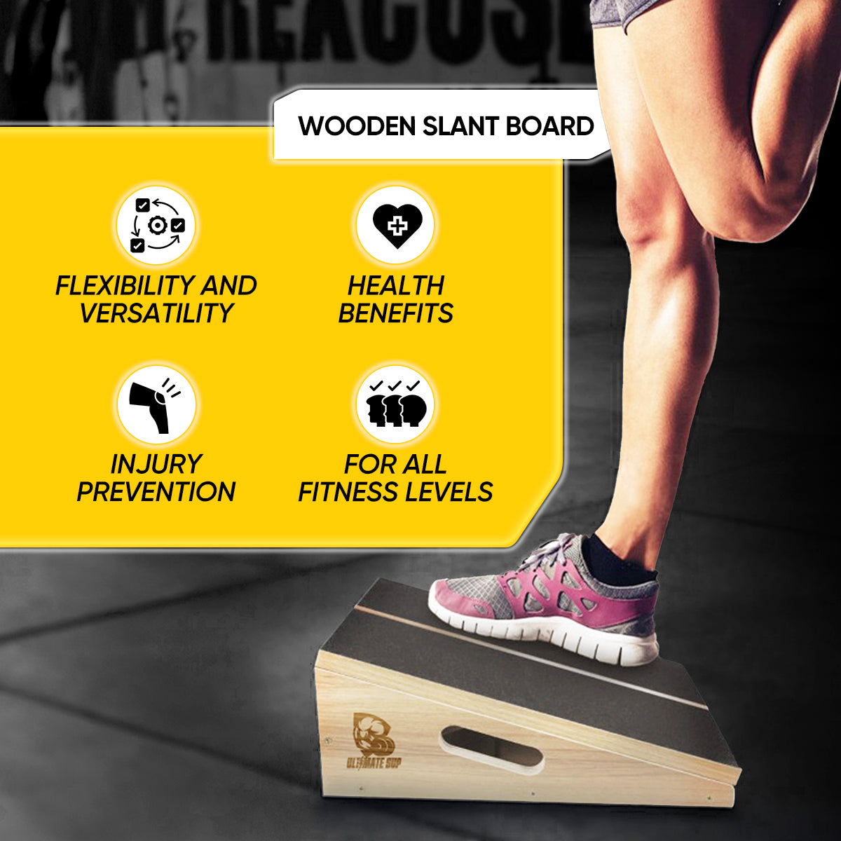 Ultimate Sup, Wooden Slant Board, Portable for Fitness & Aerobic - Ultimate Sup Singapore