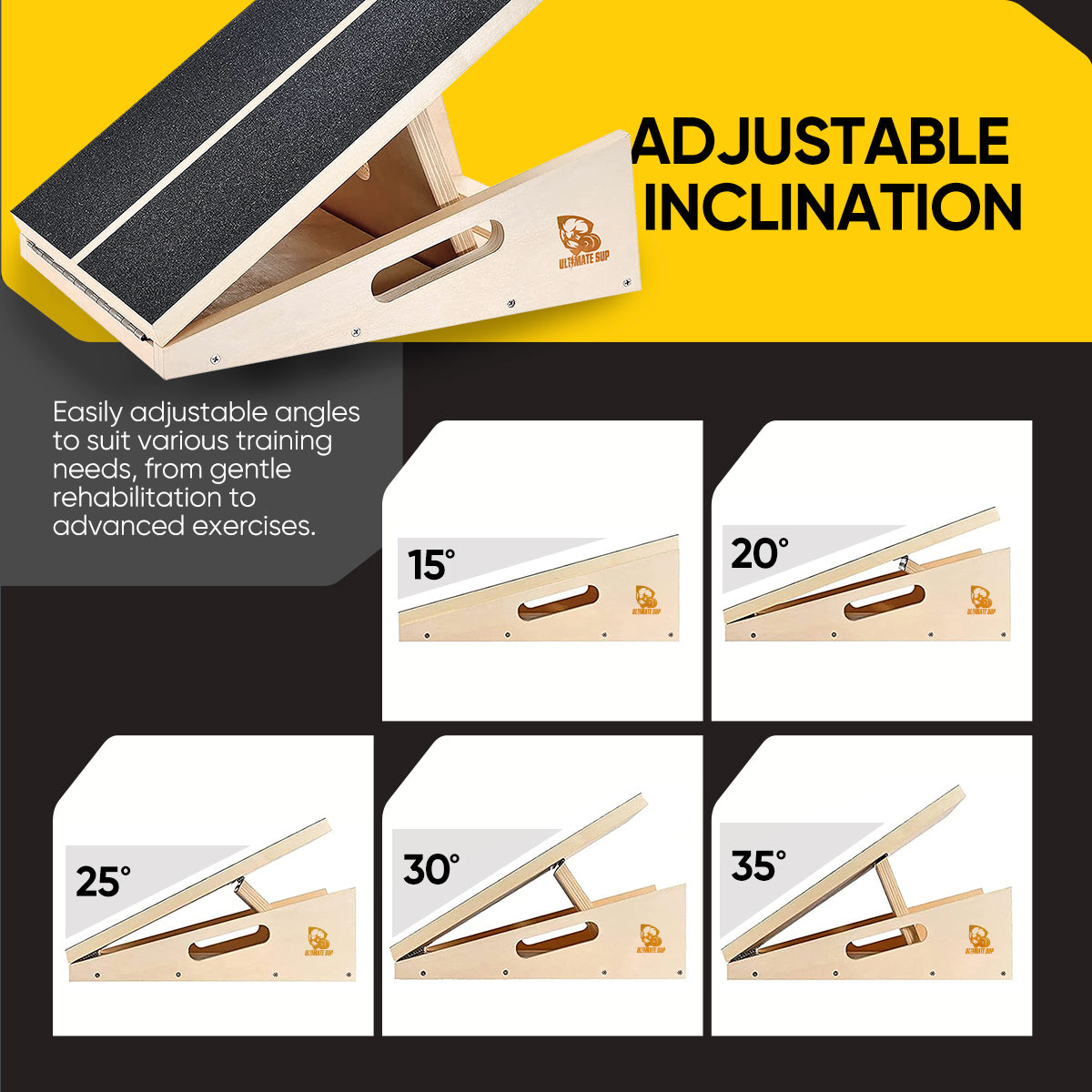 Ultimate Sup, Wooden Slant Board, Portable for Fitness & Aerobic - Ultimate Sup Singapore