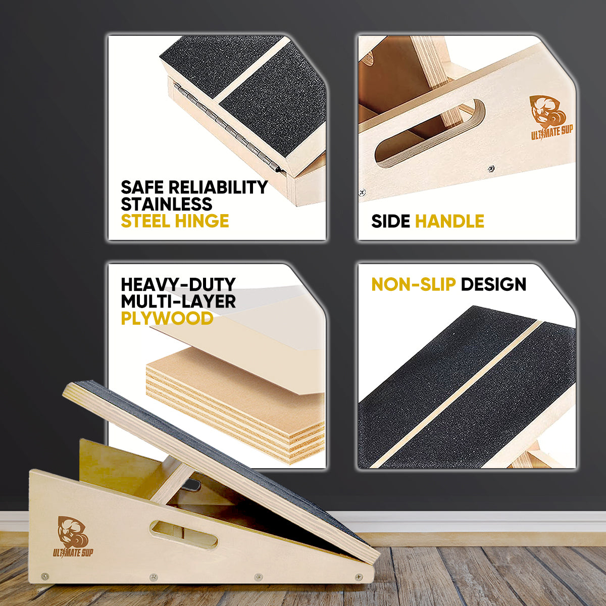 Ultimate Sup, Wooden Slant Board, Portable for Fitness & Aerobic - Ultimate Sup Singapore