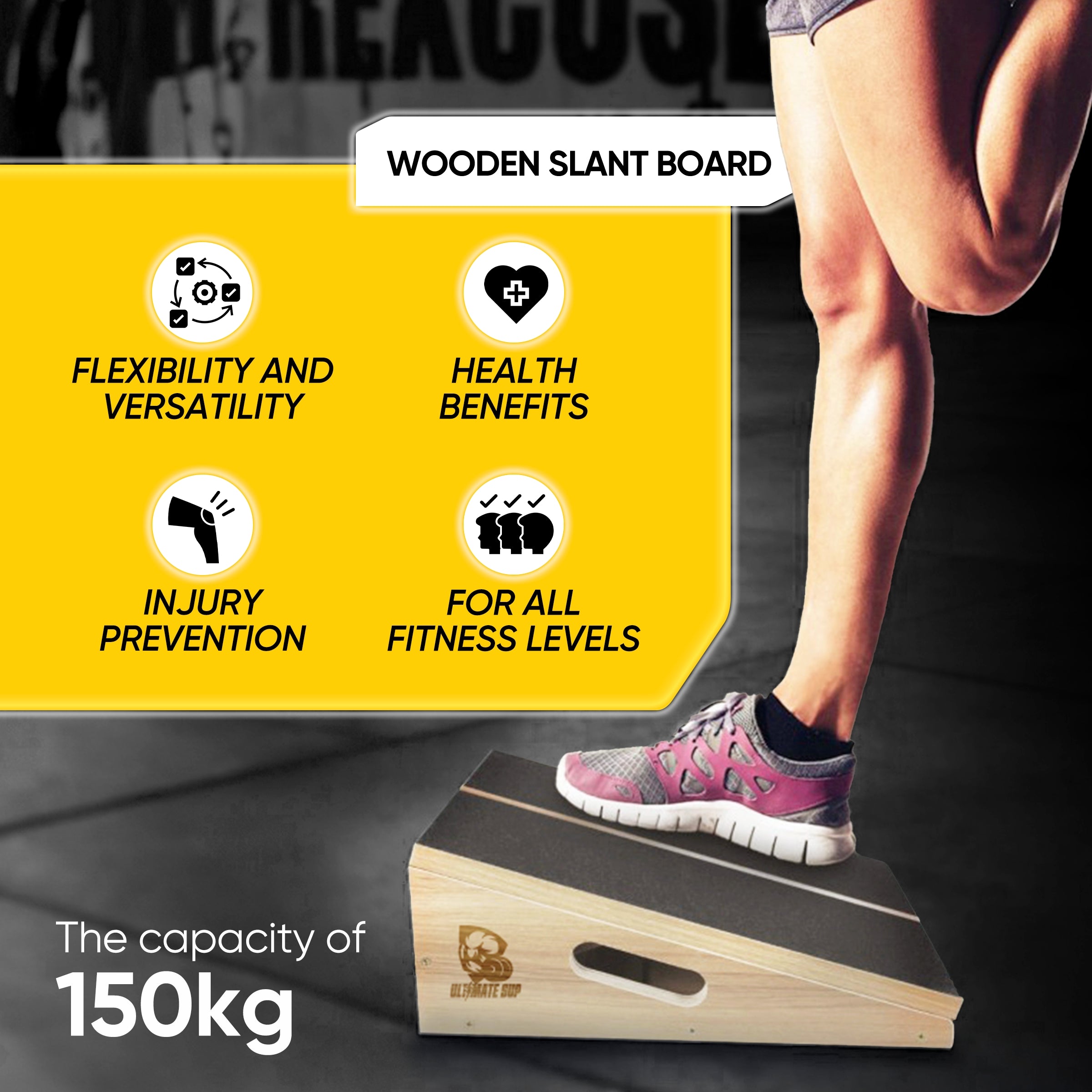 Ultimate Sup, Wooden Slant Board, Portable for Fitness & Aerobic - Ultimate Sup Singapore