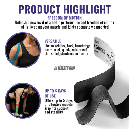 UltimateSup, Kinesiology Tape, Sports Tape, Cotton, Spandex, Acrylic Glue, With Various Colors - Ultimate Sup Singapore
