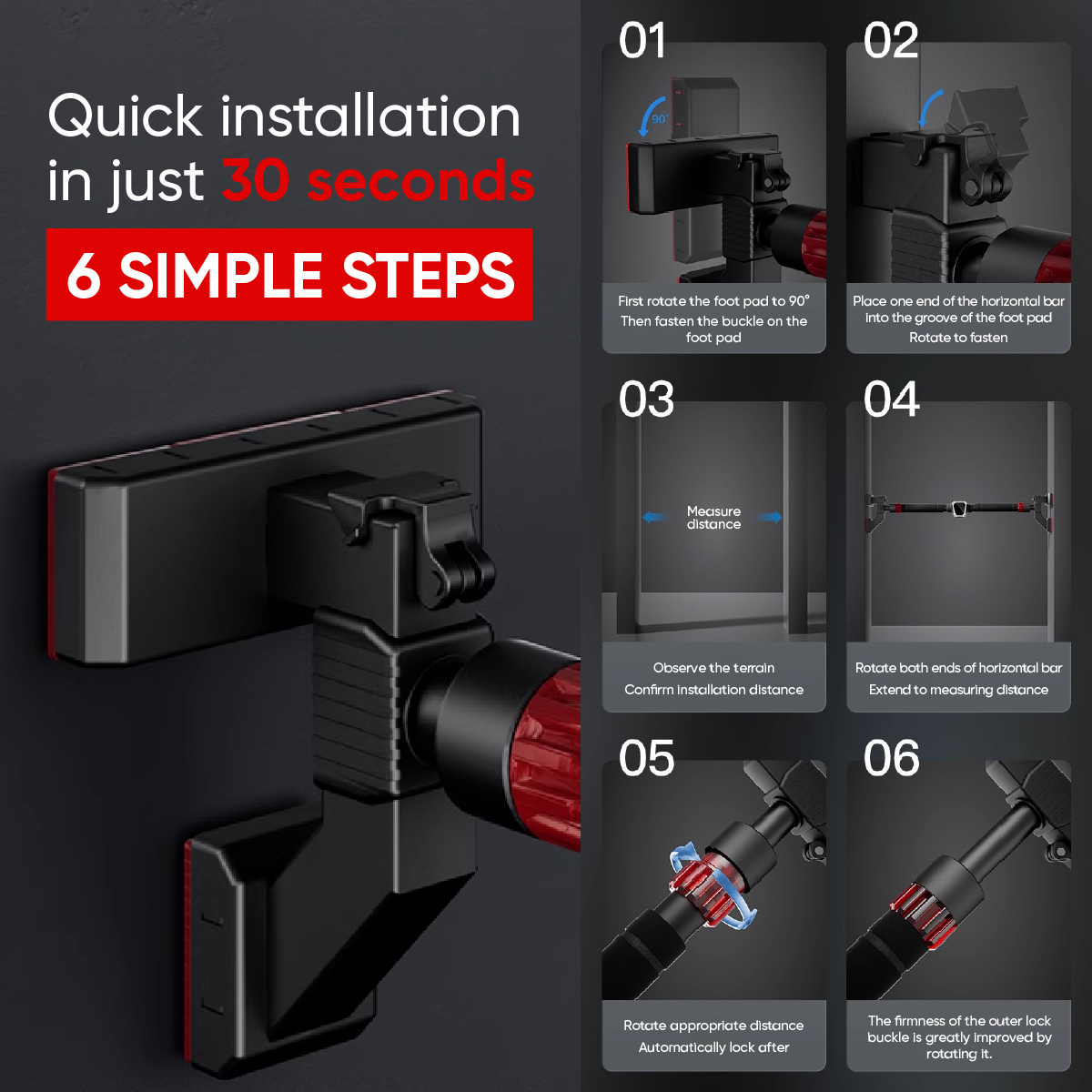 UltimateSup, Wall Mounted Pull Up Bars, 73-135 cm - Ultimate Sup Singapore