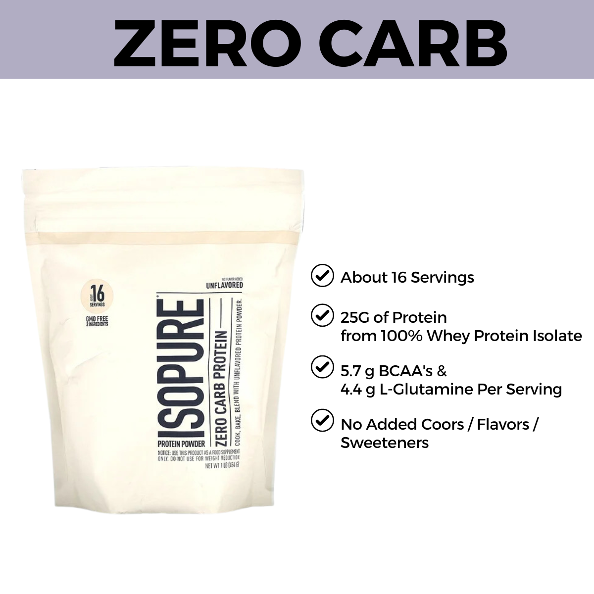 Isopure, Zero Carb Protein, 1-3lb - Ultimate Sup Singapore