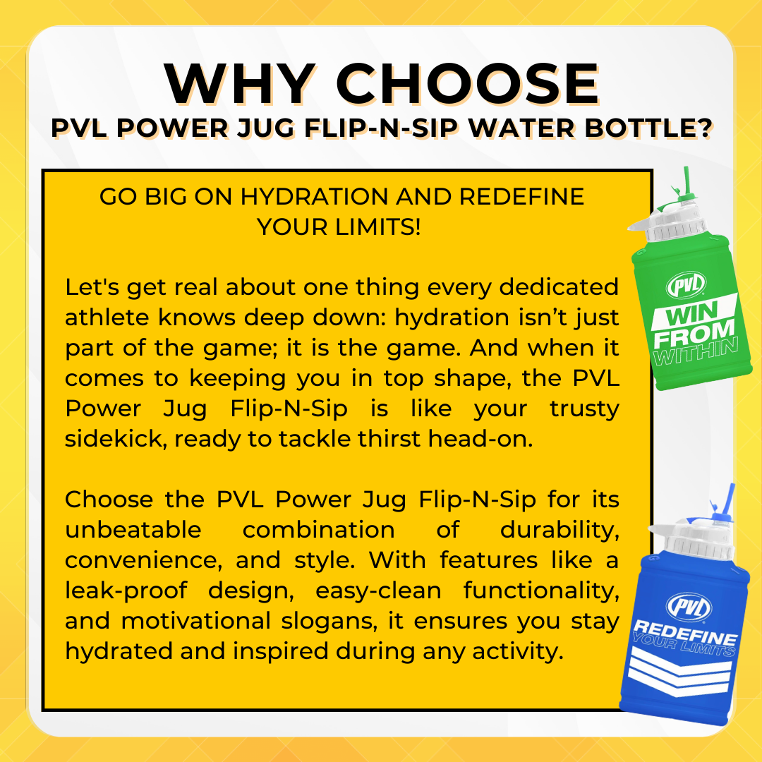 PVL, Power Jug Flip-N-Sip Water Bottle, 1/2 Gallon (1.89 L) - Ultimate Sup Singapore