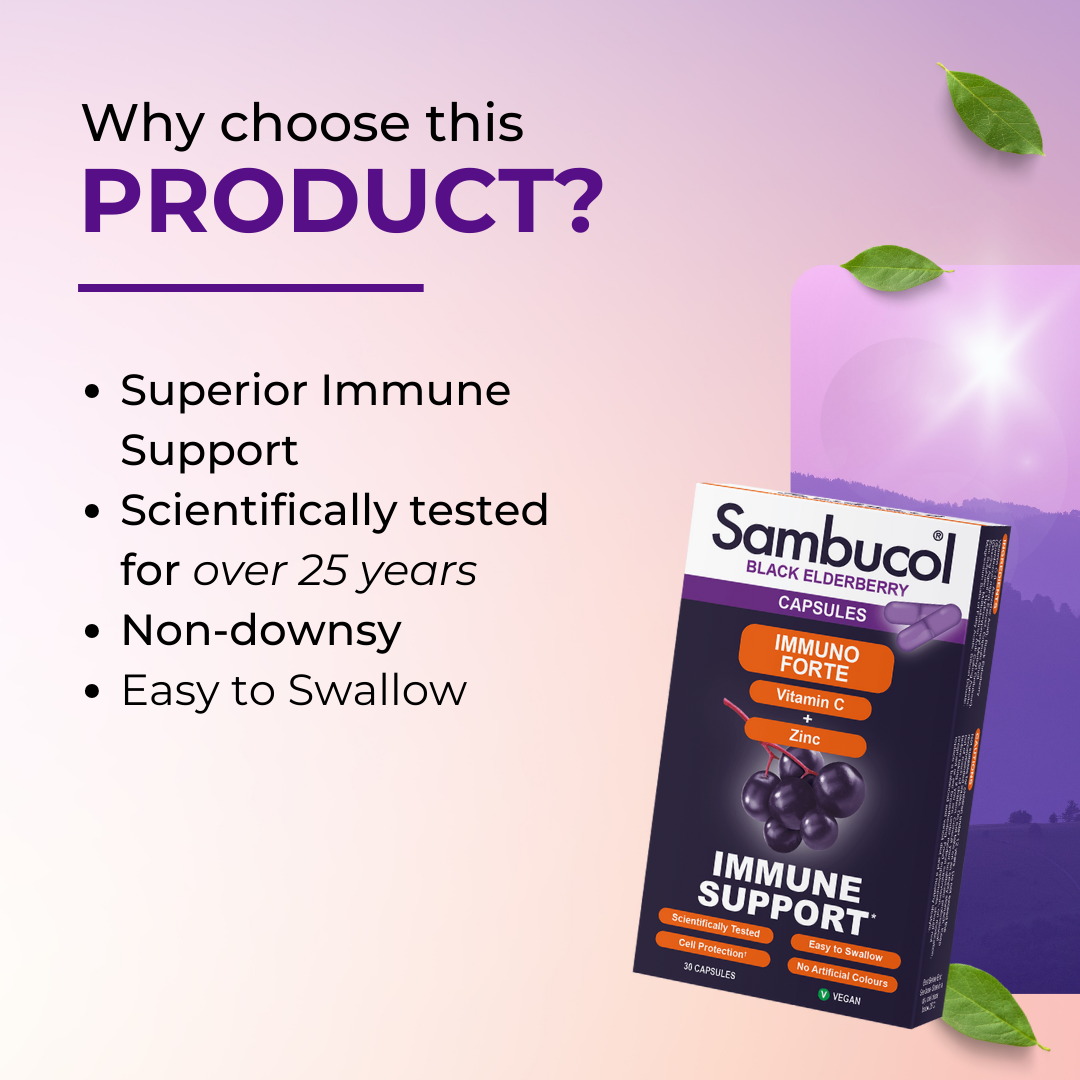 Sambucol Immuno Forte, Support Immune, No Artificial Colours, 30 Capsules - Ultimate Sup Singapore