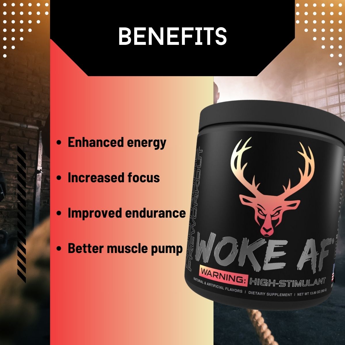 Bucked Up, Woke AF, High Stimulant Pre-Workout, 30 Servings - Ultimate Sup Singapore