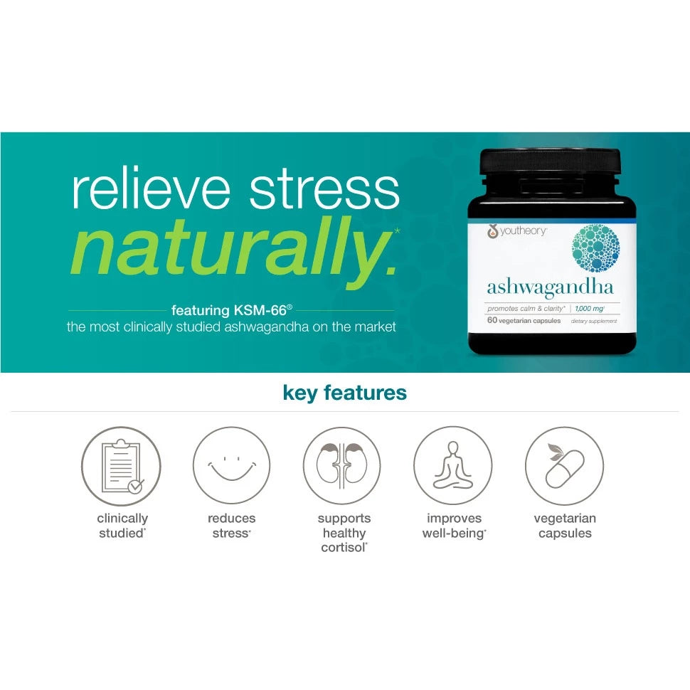 Youtheory, Ashwagandha, 60 Vegetarian Capsules - Ultimate Sup Singapore