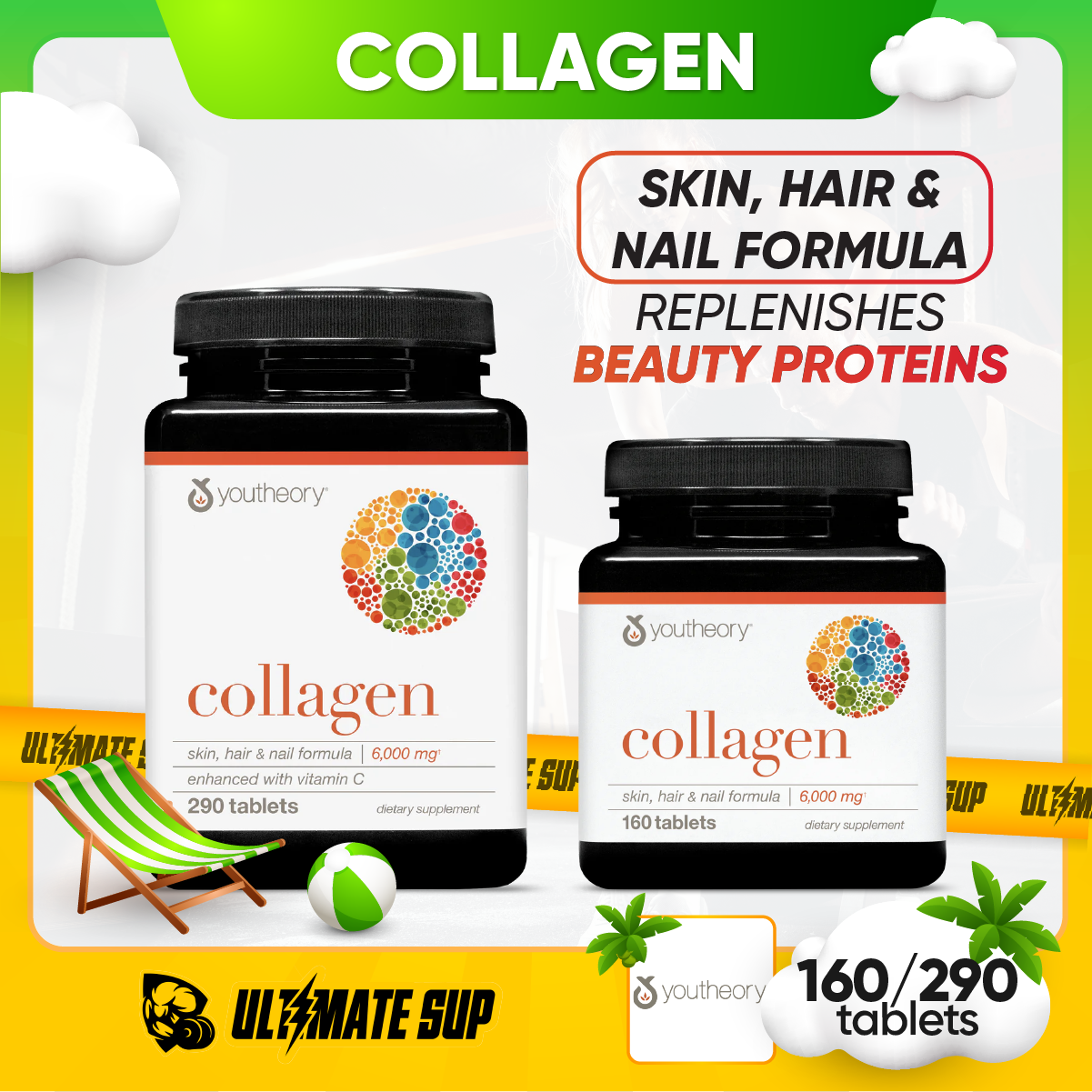 Youtheory, Collagen, 120-290 Tablets - Ultimate Sup Singapore