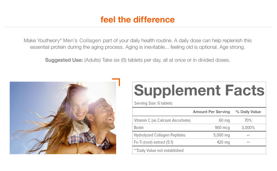 Youtheory, Collagen for Men, 160-290 Tabs - Ultimate Sup Singapore