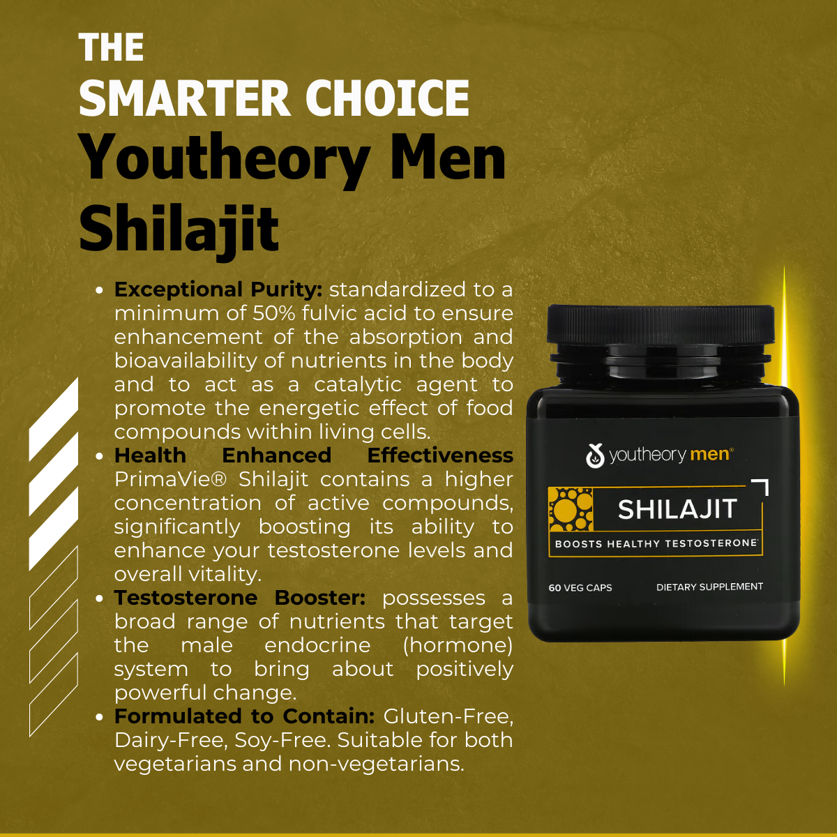 Youtheory Men, Shilajit - Testosteron Booster, 60 Veg Caps - Ultimate Sup Singapore