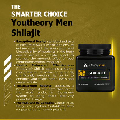 Youtheory Men, Shilajit - Testosteron Booster, 60 Veg Caps - Ultimate Sup Singapore