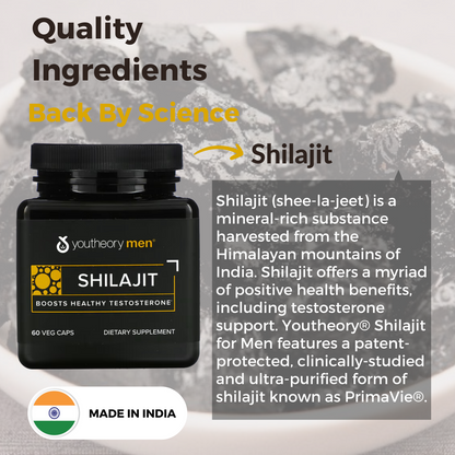 Youtheory Men, Shilajit - Testosteron Booster, 60 Veg Caps - Ultimate Sup Singapore