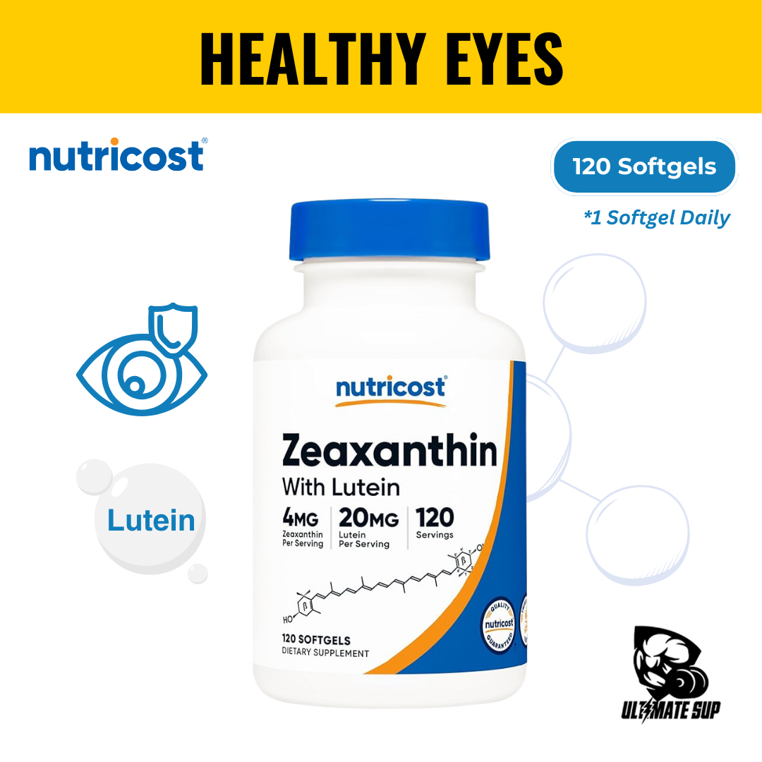 Nutricost, Zeaxanthin With Lutein, Eye Vitamins, Eye Health Support, Non-GMO, Gluten Free, 20mg, 120 Softgel - Ultimate Sup Singapore