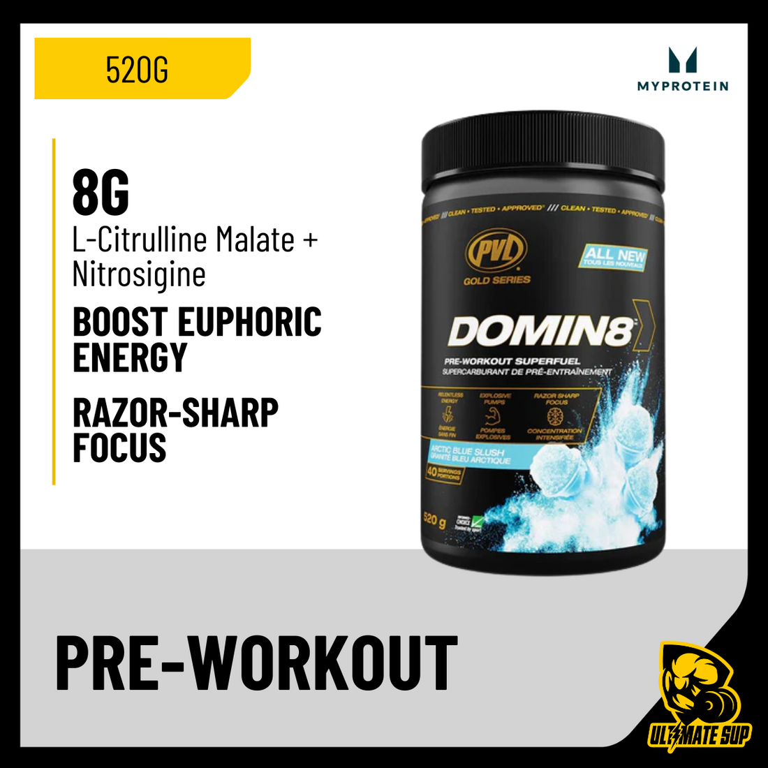 PVL Gold Series Domin8, Pre Workout, 520g - Ultimate Sup Singapore