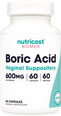 Nutricost, Women, Boric Acid, Vaginal Suppository, Women health, 600 mg, 30 Capsules - Ultimate Sup Singapore