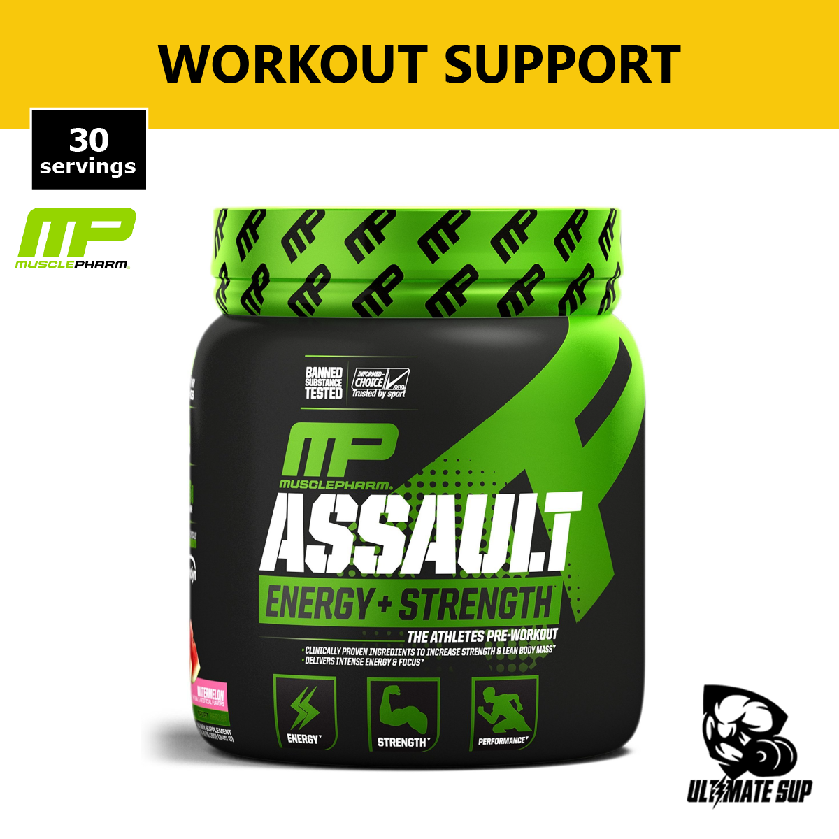 MusclePharm, Assault, Pre-Workout, 333g - Ultimate Sup Singapore