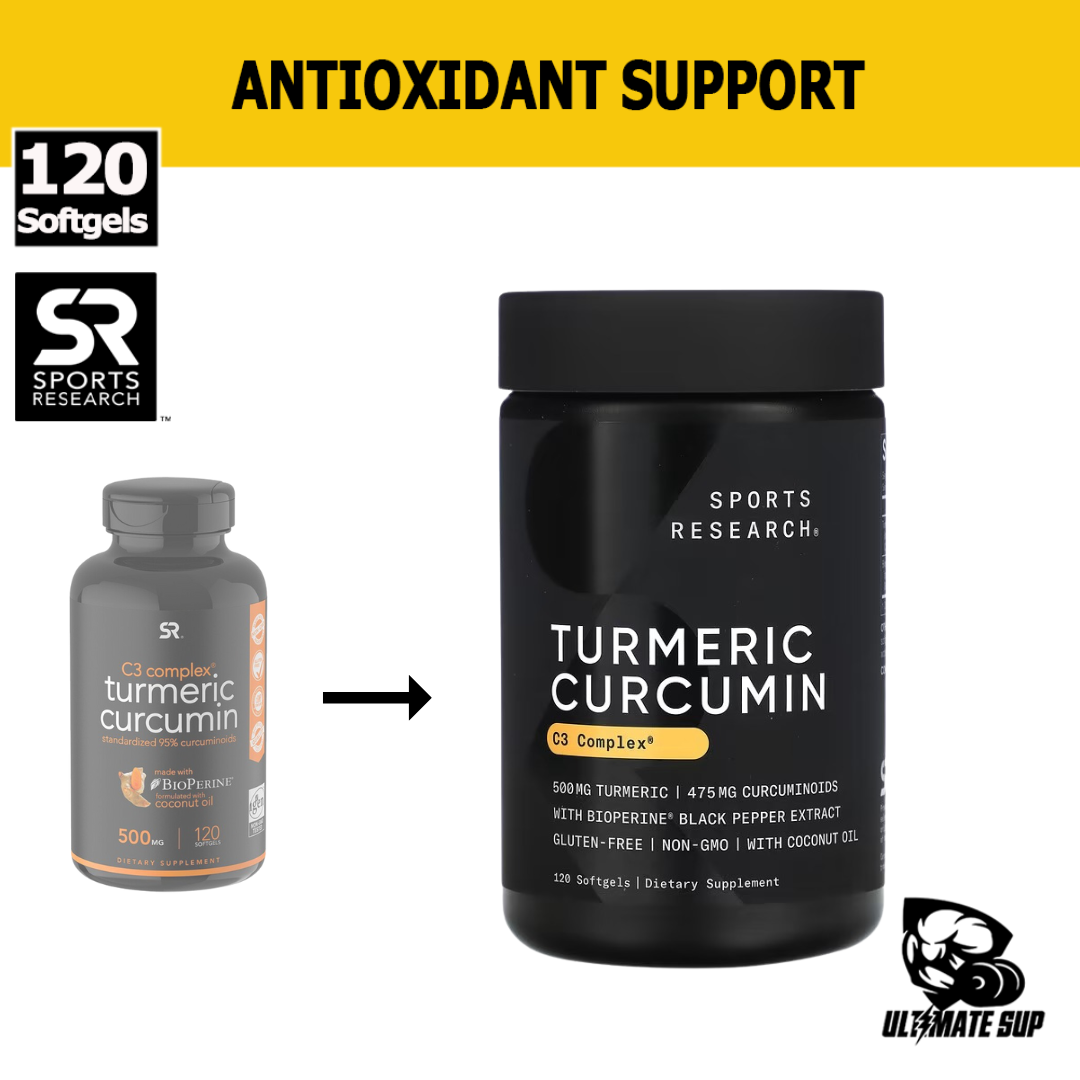 Sports Research, Turmeric Curcumin C3 Complex 500mg, 120 Softgels - Ultimate Sup Singapore