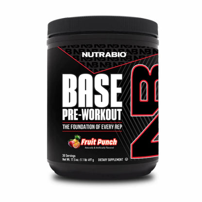 NutraBio Base Pre-Workout Powder, Mental Focus & Energy, Muscle Pumps, Various Flavors, 30 Sers