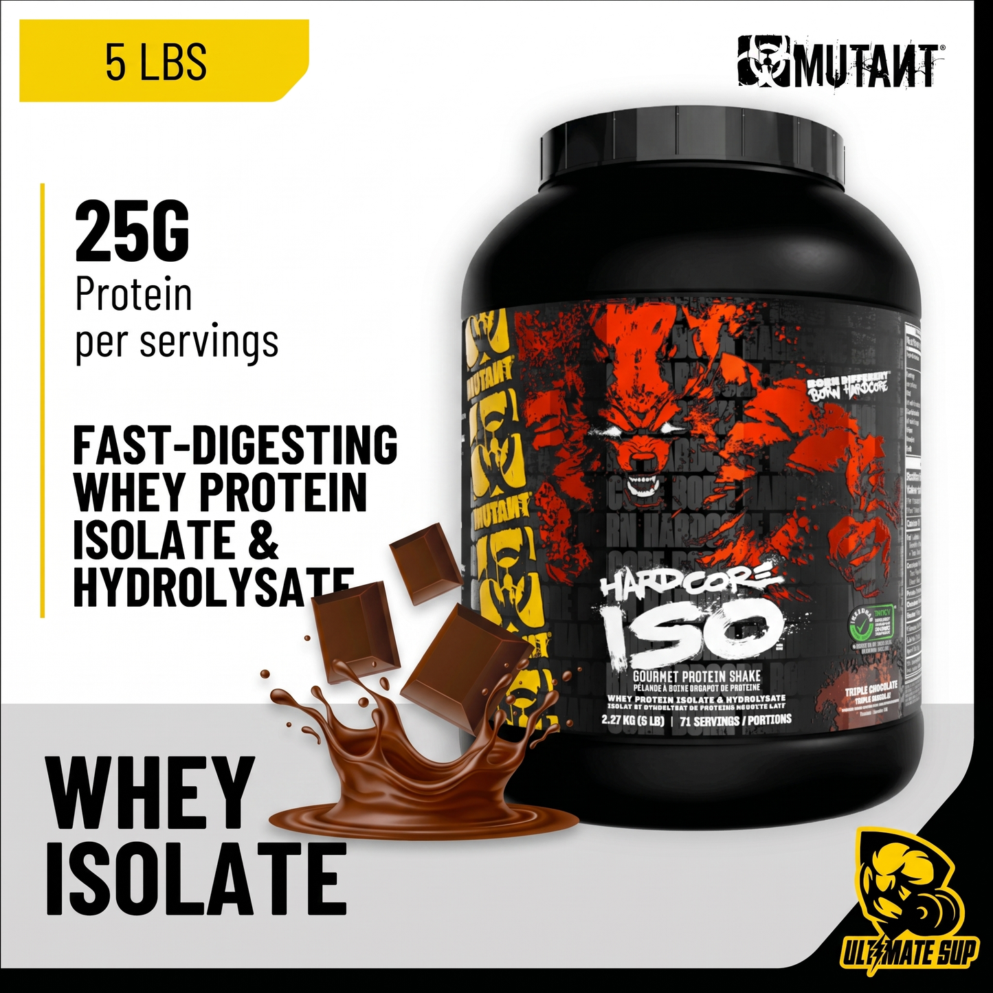 Mutant, Hardcore Iso (The Gourmet Standard) - Whey Isolate, 5 lbs