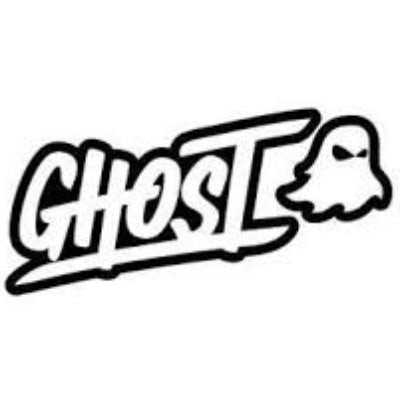 Ghost logo with stylized text and ghost icon on a white background