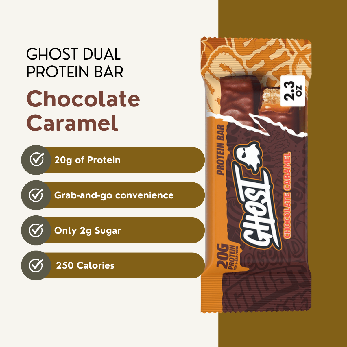 GHOST Dual Protein Bar 20g Protein & 2g Sugar for Muscle Recovery Various Flavor 3-12pc