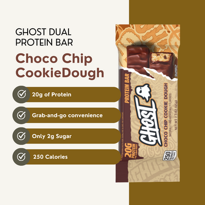 GHOST Dual Protein Bar 20g Protein & 2g Sugar for Muscle Recovery Various Flavor 3-12pc