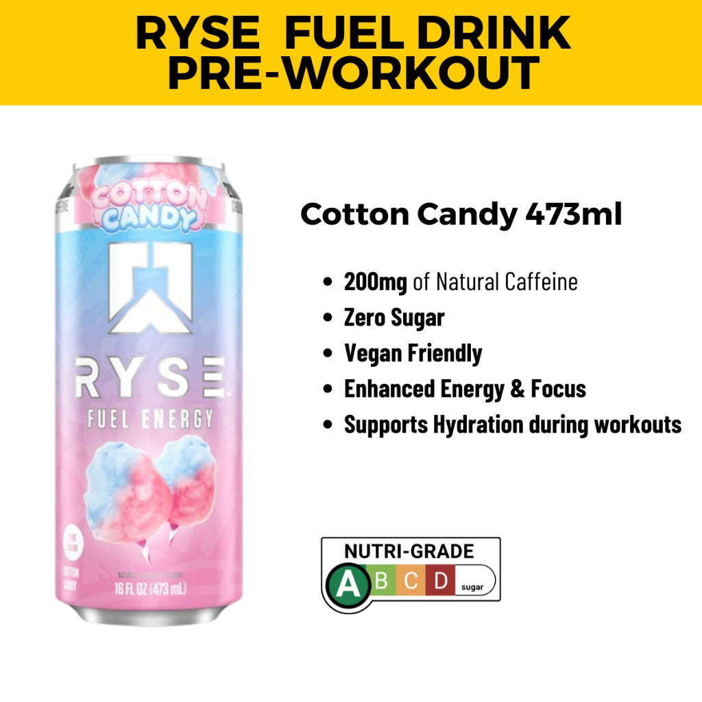 RYSE Fuel Energy Drink, Clean Energy No Crash, Zero Sugar & Vegan, Smooth Energy Boost, 473ml, 3-12pcs