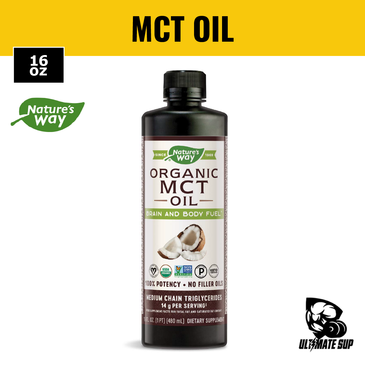 Nature's Way, Organic MCT Oil | Supports Ketogenic Diets | Promote Weight Loss, 480 ml - Ultimate Sup Singapore