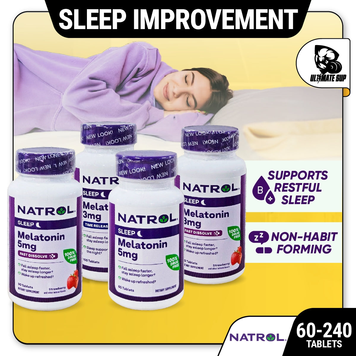 Natrol, Melatonin, Time Release / Fast Dissolve, Extra Strength to improve Sleep, 60-240Tablets - Ultimate Sup Singapore