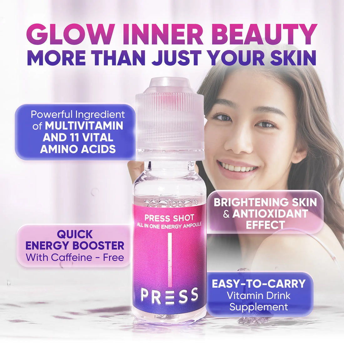 Press Shot, Korea NO.1, Amino Acid & Vitamin Drink, Antioxidant, Whitening Skin, 10 Shoot/Box - Ultimate Sup Singapore