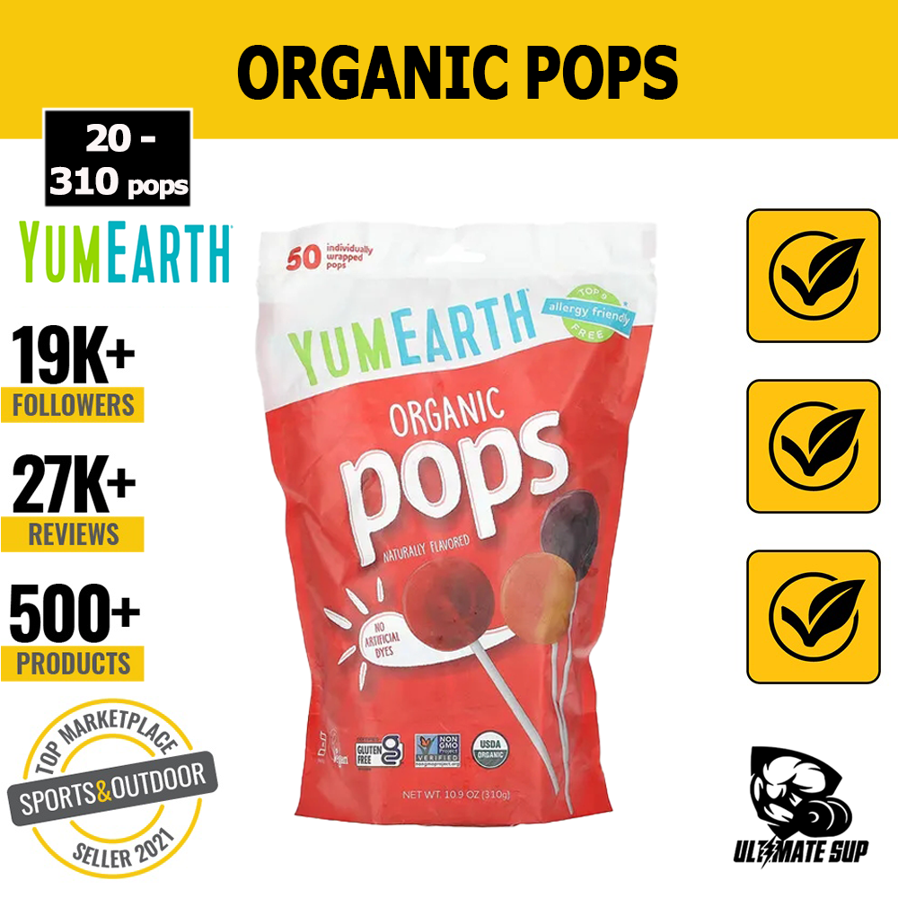 YumEarth, Organic Pops, 40-50 pops - Ultimate Sup Singapore