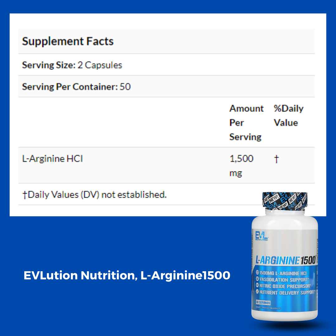 EVLution Nutrition, L-Arginine 1500, 100 Caps - Ultimate Sup Singapore