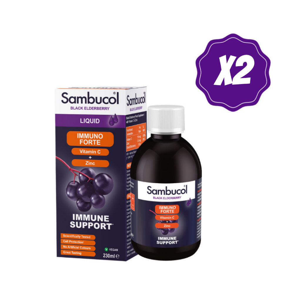 Sambucol Immuno Forte Liquid, With Vitamin C and Zinc, Strengthen Immune System, No Artificial Colours, 120 - 230ml - Ultimate Sup Singapore