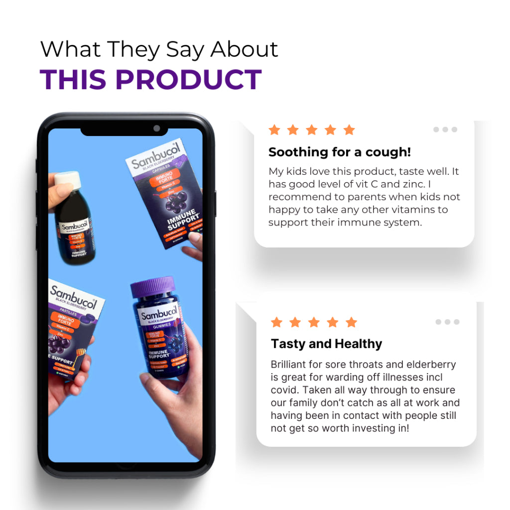 Sambucol Immuno Forte, PLUS Soothing Honey + Vitamin C + Zinc, Support Immune, 20 Pastilles - Ultimate Sup Singapore