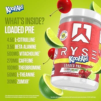 Ryse Loaded Pre V3, High-Stim Pre-Workout for Clean Energy & Focus, Focus & Pump Formula, 30 Servings