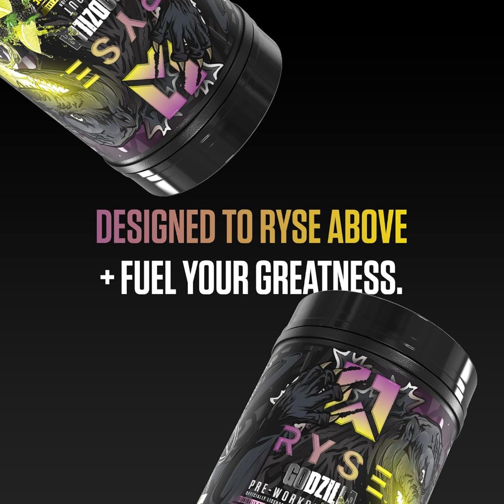 RYSE Godzilla Pre-Workout V3, Massive Pump & Explosive Power, Extreme Energy & Strength, 20-40sers
