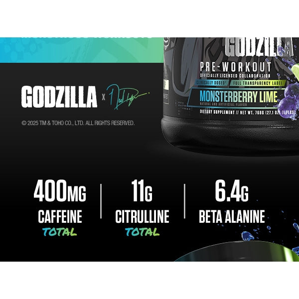 RYSE Godzilla Pre-Workout V3, Massive Pump & Explosive Power, Extreme Energy & Strength, 20-40sers