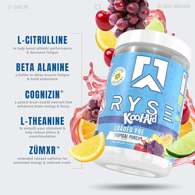 Ryse Loaded Pre V3, High-Stim Pre-Workout for Clean Energy & Focus, Focus & Pump Formula, 30 Servings
