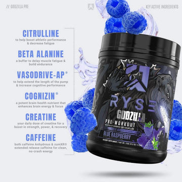 RYSE Godzilla Pre-Workout V3, Massive Pump & Explosive Power, Extreme Energy & Strength, 20-40sers