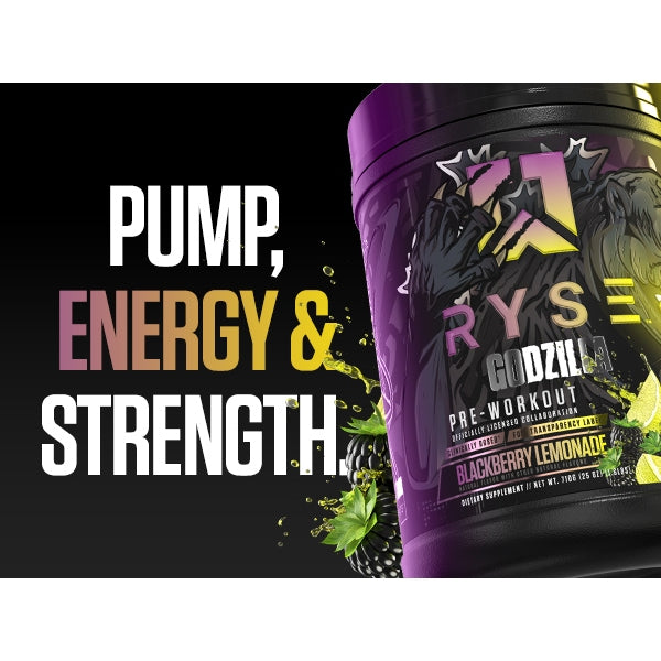 RYSE Godzilla Pre-Workout V3, Massive Pump & Explosive Power, Extreme Energy & Strength, 20-40sers