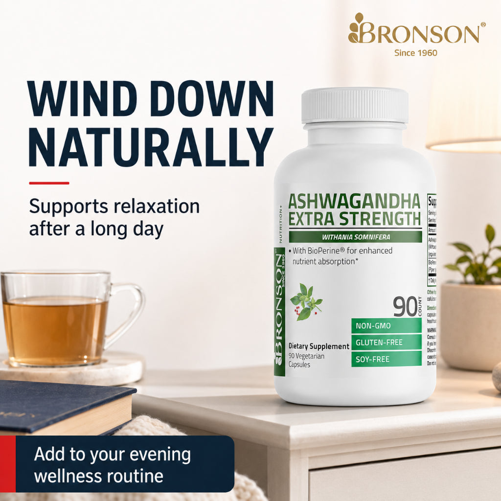 Bronson, Ashwagandha Extra Strength 90/120 Capsules Calm, 90cap
