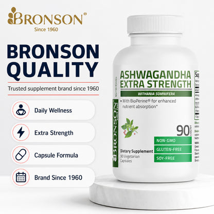 Bronson, Ashwagandha Extra Strength 90/120 Capsules Calm, 90cap