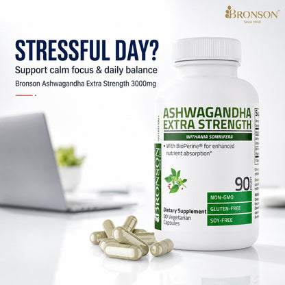 Bronson, Ashwagandha Extra Strength 90/120 Capsules Calm, 90cap