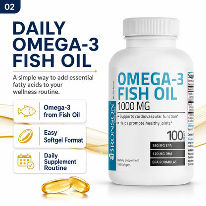 Bronson, Omega-3 Fish Oil EPA DHA 100/250, 1000mg