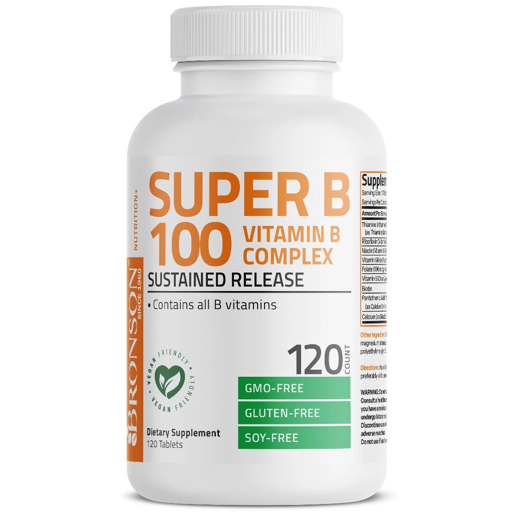 Bronson, Super B 100 Vitamin B Complex, 120Tablets