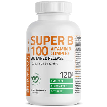 Bronson, Super B 100 Vitamin B Complex, 120Tablets