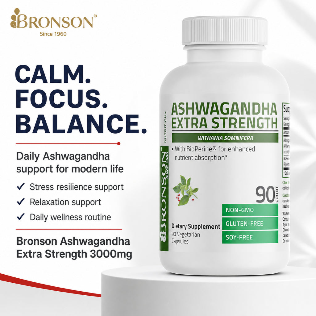 Bronson, Ashwagandha Extra Strength 90/120 Capsules Calm, 90cap