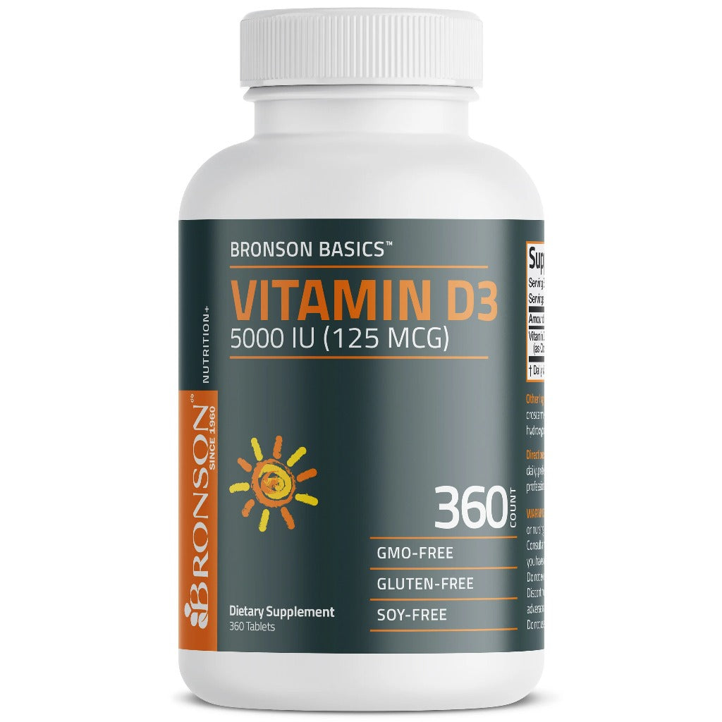 Bronson, Vitamin D3 5000iu 125mcg Healthy Muscle, 360Tablets