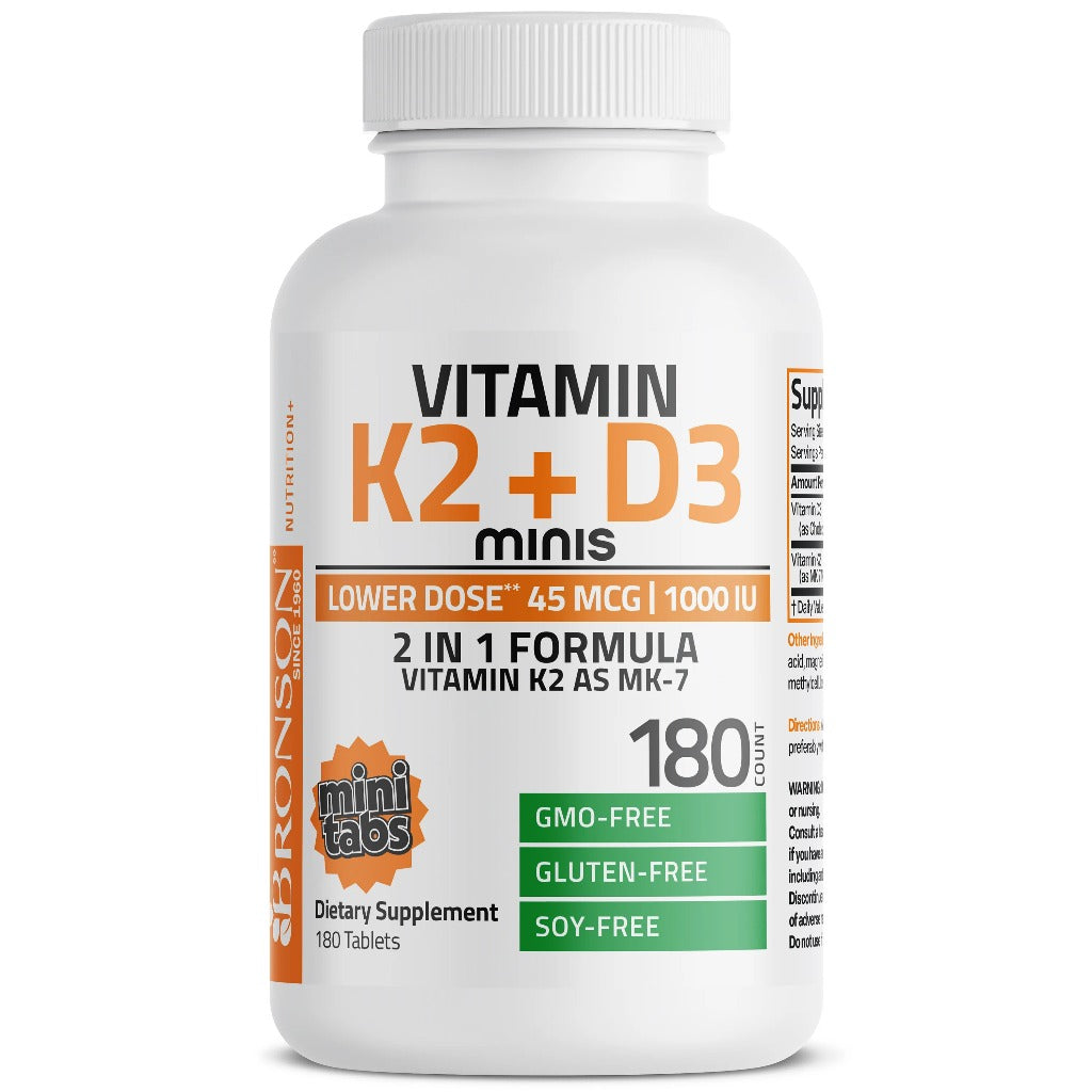 Bronson, Vitamin K2 MK7 Minis with D3, 180tablets
