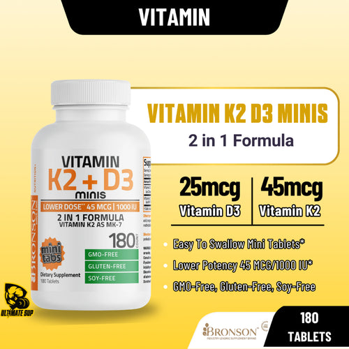 Bronson, Vitamin K2 MK7 Minis with D3, 180tablets